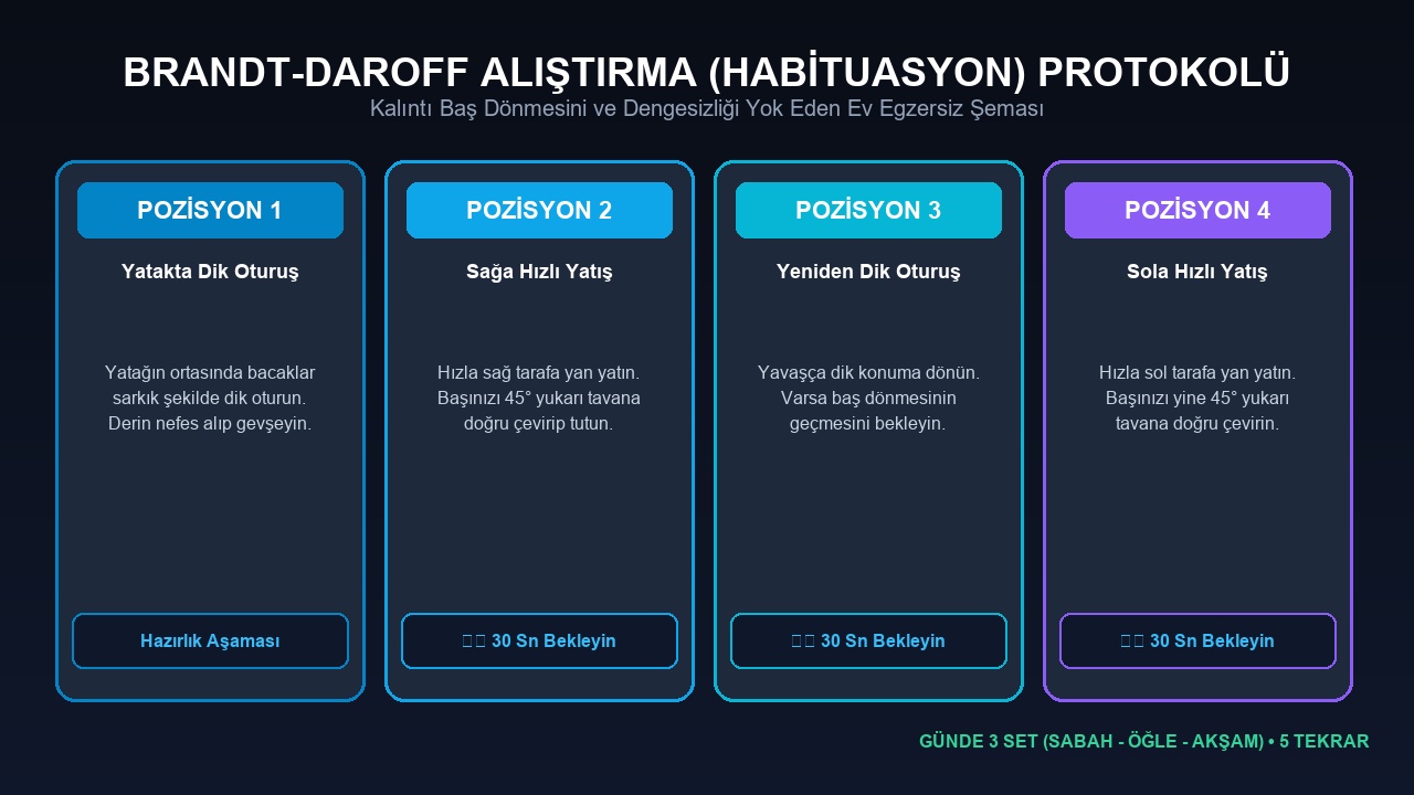 Brandt-Daroff Vestibüler Alıştırma Egzersizleri Şeması